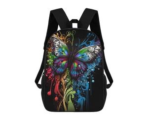 sinyumoney 3D Printed Colorful Abstract Butterfly Art School Backpack With Big Pockets for Kids, Children's Backpacks Book Bags Kids School Bag 17inch