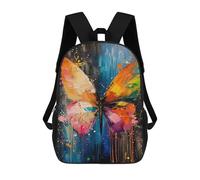 sinyumoney 3D Printed Colorful Abstract Butterfly Painting Children's 17inch School Backpack for Kids High Capacity Travel Rucksacks Fashion Book Bags Kids School Bag