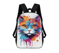 sinyumoney 3D Printed Colorful Abstract Cat Art Print-10 Children's 17inch School Backpack for Kids High Capacity Travel Rucksacks Fashion Book Bags Kids School Bag