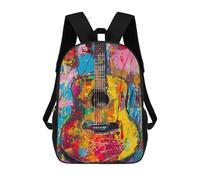 sinyumoney 3D Printed Colorful Abstract Guitar Art Children School Backpack Fashion Rucksack Casual Travel 17inch Backpacks Large Capacity Daypack for Boys Girls