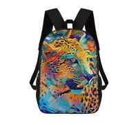 sinyumoney 3D Printed Colorful Abstract Lion Portrait Children's School Backpack for Kids High Capacity Travel Rucksacks Fashion Book Bags Kids School Bag Back Pack 17inch