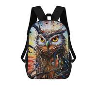 sinyumoney 3D Printed Colorful Abstract Owl Artwork School Backpack With Big Pockets for Kids Children's Backpacks Boy Girl Book Bags Kids School Bag 17inch