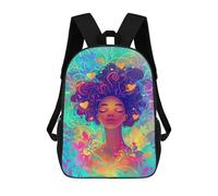 sinyumoney 3D Printed Colorful Afro Woman Art Print Children's 17inch School Backpack for Kids High Capacity Travel Rucksacks Fashion Book Bags Kids School Bag