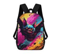 sinyumoney 3D Printed Colorful Bat Art Print School Backpack for Kids Children's 17inch Backpacks Boy Girl Book Bags Kids School Bag