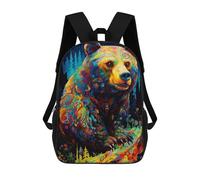 sinyumoney 3D Printed Colorful Bear Illustration-4 Children's School Backpack for Kids High Capacity Travel Rucksacks Fashion Book Bags Kids School Bag Back Pack 17inch