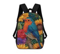 sinyumoney 3D Printed Colorful Bird Garden Art School Backpack for Kids Children's 17inch Backpacks Boy Girl Book Bags Kids School Bag
