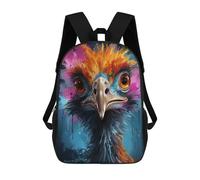 sinyumoney 3D Printed Colorful Bird Portrait-4 School Backpack With Big Pockets for Kids, Children's Backpacks Book Bags Kids School Bag 17inch