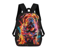 sinyumoney 3D Printed Colorful Bulldog Art Print-1 Children's 17inch School Backpack for Kids High Capacity Travel Rucksacks Fashion Book Bags Kids School Bag