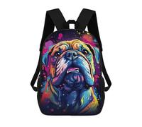 sinyumoney 3D Printed Colorful Bulldog Art Print School Bag Boys Girls Children's 17inch Backpack School Backpack Casual Fashion Backpack for in School Or Travel
