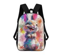 sinyumoney 3D Printed Colorful Bunny Art Print School Backpack Book 17inch Bags Fashion Backpacks Large Capacity Backpack Children Travel Rucksacks