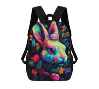 sinyumoney 3D Printed Colorful Bunny Artwork Children's School Backpack for Kids High Capacity Travel Rucksacks Fashion Book Bags Kids School Bag Back Pack 17inch