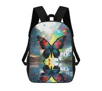 sinyumoney 3D Printed Colorful Butterfly Reflection Artwork Children School Backpack Fashion Rucksack Casual Travel 17inch Backpacks Large Capacity Daypack for Boys Girls