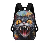 sinyumoney 3D Printed Colorful Cat Artwork School Backpack With Big Pockets for Kids, Children's Backpacks Book Bags Kids School Bag 17inch