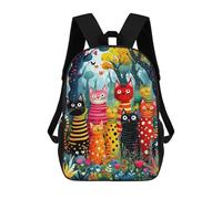 sinyumoney 3D Printed Colorful Cats in Fantasy Forest School Backpack for Kids Children's 17inch Backpacks Boy Girl Book Bags Kids School Bag