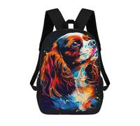 sinyumoney 3D Printed Colorful Cavalier King Charles Spaniel Art-2 School Bags Kids 17inch Backpacks Casual Fashion School Bag Backpacks Book Bags for Boys Elementary And Middle School Students