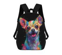 sinyumoney 3D Printed Colorful Chihuahua Art Print-3 Children's School Backpack for Kids High Capacity Travel Rucksacks Fashion Book Bags Kids School Bag Back Pack 17inch