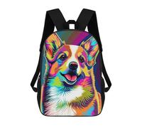 sinyumoney 3D Printed Colorful Corgi Portrait School Backpack With Big Pockets for Kids Children's Backpacks Boy Girl Book Bags Kids School Bag 17inch