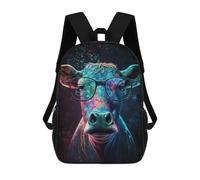 sinyumoney 3D Printed Colorful Cosmic Cow Glasses Art Print Children School Backpack Fashion Rucksack Casual Travel 17inch Backpacks Large Capacity Daypack for Boys Girls