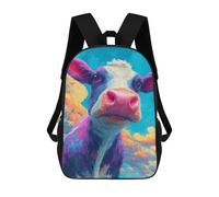 sinyumoney 3D Printed Colorful Cow Painting-1 Children's 17inch School Backpack for Kids High Capacity Travel Rucksacks Fashion Book Bags Kids School Bag