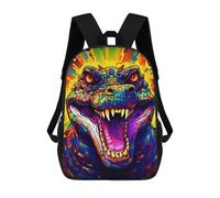 sinyumoney 3D Printed Colorful Crocodile Artwork Children's School Backpack for Kids High Capacity Travel Rucksacks Fashion Book Bags Kids School Bag Back Pack 17inch
