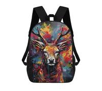 sinyumoney 3D Printed Colorful Deer Art Print-2 School Backpack for Kids Children's 17inch Backpacks Boy Girl Book Bags Kids School Bag