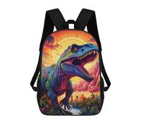sinyumoney 3D Printed Colorful Dinosaur Landscape School Backpack With Big Pockets for Kids, Children's Backpacks Book Bags Kids School Bag 17inch