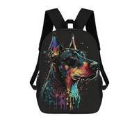 sinyumoney 3D Printed Colorful Doberman Art Print School Backpack for Kids Children's 17inch Backpacks Boy Girl Book Bags Kids School Bag