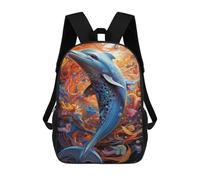 sinyumoney 3D Printed Colorful Dolphin Artwork School Backpack Book 17inch Bags Fashion Backpacks Large Capacity Backpack Children Travel Rucksacks