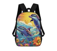 sinyumoney 3D Printed Colorful Dolphins Underwater Scene Children's School Backpack for Kids High Capacity Travel Rucksacks Fashion Book Bags Kids School Bag Back Pack 17inch