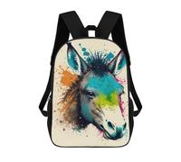 sinyumoney 3D Printed Colorful Donkey Art Print Children School Backpack Fashion Rucksack Casual Travel 17inch Backpacks Large Capacity Daypack for Boys Girls