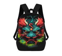 sinyumoney 3D Printed Colorful Dragon Head Art Print Children School Backpack Fashion Rucksack Casual Travel 17inch Backpacks Large Capacity Daypack for Boys Girls