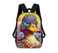 sinyumoney 3D Printed Colorful Duck Art School Backpack With Big Pockets for Kids Children's Backpacks Boy Girl Book Bags Kids School Bag 17inch