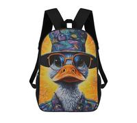 sinyumoney 3D Printed Colorful Duck Portrait School Backpack With Big Pockets for Kids, Children's Backpacks Book Bags Kids School Bag 17inch