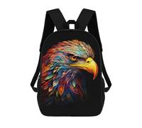 sinyumoney 3D Printed Colorful Eagle Art Print-3 Children School Backpack Fashion Rucksack Casual Travel 17inch Backpacks Large Capacity Daypack for Boys Girls