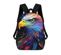 sinyumoney 3D Printed Colorful Eagle Art Print School Bag Boys Girls Children's 17inch Backpack School Backpack Casual Fashion Backpack for in School Or Travel