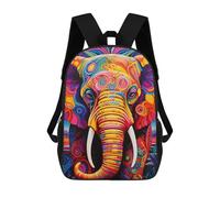 sinyumoney 3D Printed Colorful Elephant Artwork-7 School Backpack With Big Pockets for Kids Children's Backpacks Boy Girl Book Bags Kids School Bag 17inch