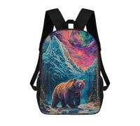 sinyumoney 3D Printed Colorful Fantasy Bear Landscape Children's 17inch School Backpack for Kids High Capacity Travel Rucksacks Fashion Book Bags Kids School Bag