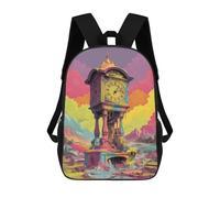 sinyumoney 3D Printed Colorful Fantasy Clock Tower-1 School Backpack With Big Pockets for Kids Children's Backpacks Boy Girl Book Bags Kids School Bag 17inch
