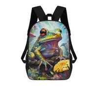 sinyumoney 3D Printed Colorful Fantasy Frog-2 Children's School Backpack for Kids High Capacity Travel Rucksacks Fashion Book Bags Kids School Bag Back Pack 17inch