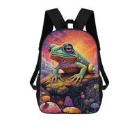 sinyumoney 3D Printed Colorful Fantasy Frog-3 Children's School Backpack for Kids High Capacity Travel Rucksacks Fashion Book Bags Kids School Bag Back Pack 17inch