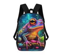 sinyumoney 3D Printed Colorful Fantasy Frog School Backpack With Big Pockets for Kids, Children's Backpacks Book Bags Kids School Bag 17inch