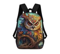 sinyumoney 3D Printed Colorful Fantasy Owl-17 Children's School Backpack for Kids High Capacity Travel Rucksacks Fashion Book Bags Kids School Bag Back Pack 17inch