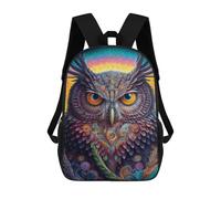sinyumoney 3D Printed Colorful Fantasy Owl Artwork -2 Children's School Backpack for Kids High Capacity Travel Rucksacks Fashion Book Bags Kids School Bag Back Pack 17inch