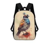 sinyumoney 3D Printed Colorful Feathered Friend School Book Bags Fashion Kids Large Capacity Backpack Children School Bag Travel Rucksacks 17inch