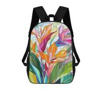 sinyumoney 3D Printed Colorful Floral Illustration School Bag Boys Girls Children's School Backpack Casual Fashion Backpack for in School Or Travel 17inch
