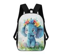 sinyumoney 3D Printed Colorful Flower Crown Elephant Art Print School Backpack With Big Pockets for Kids Children's Backpacks Boy Girl Book Bags Kids School Bag 17inch