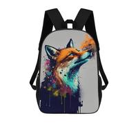 sinyumoney 3D Printed Colorful Fox Art Print-7 Children's 17inch School Backpack for Kids High Capacity Travel Rucksacks Fashion Book Bags Kids School Bag