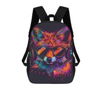 sinyumoney 3D Printed Colorful Fox Headphones Art Print-3 Children School Backpack Fashion Rucksack Casual Travel 17inch Backpacks Large Capacity Daypack for Boys Girls