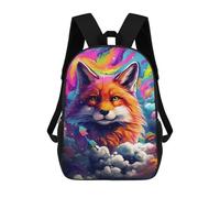 sinyumoney 3D Printed Colorful Fox in Space School Backpack for Kids Children's 17inch Backpacks Boy Girl Book Bags Kids School Bag