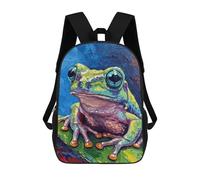 sinyumoney 3D Printed Colorful Frog Painting Children Backpacks Kids Cute School Backpack Outdoor Casual Daypack for Boys Middle School Students 17inch